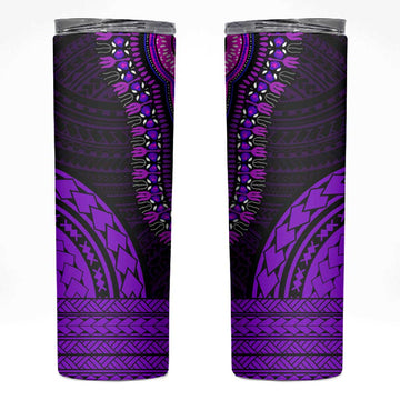 African Dashiki and Polynesian Pattern Skinny Tumbler Purple LT9