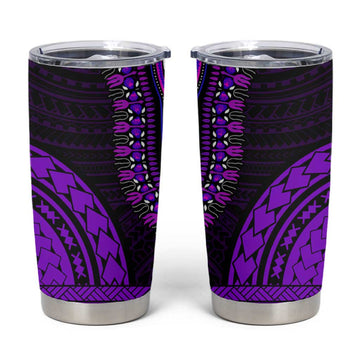 African Dashiki and Polynesian Pattern Tumbler Cup Purple LT9