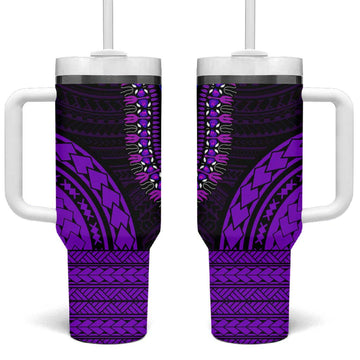 African Dashiki and Polynesian Pattern Tumbler With Handle Purple LT9