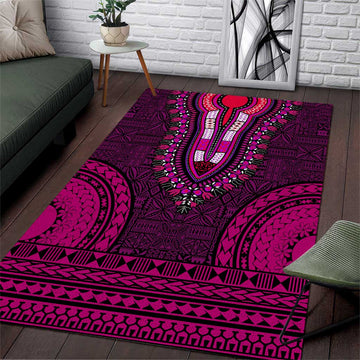 Pink Dashiki and Tapa Pattern Area Rug Africa-Polynesia Together Culture LT9
