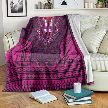 Pink Dashiki and Tapa Pattern Blanket Africa-Polynesia Together Culture LT9
