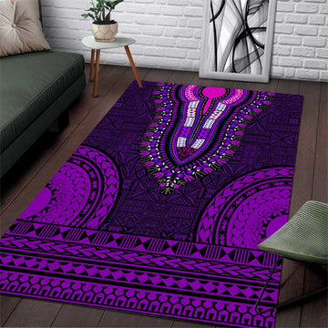 Purple Dashiki and Tapa Pattern Area Rug Africa-Polynesia Together Culture LT9