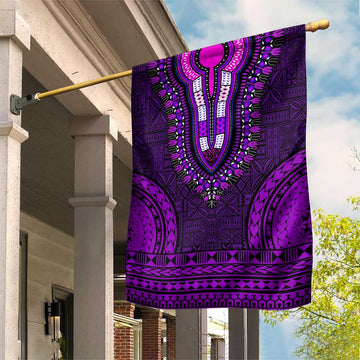 Purple Dashiki and Tapa Pattern Garden Flag Africa-Polynesia Together Culture LT9