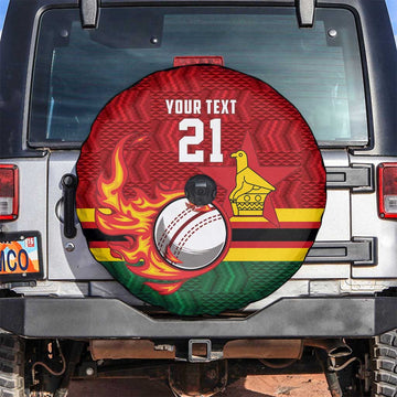 Zimbabwe Cricket Custom Spare Tire Cover The Chevrons Cricket Ball Fire LT9
