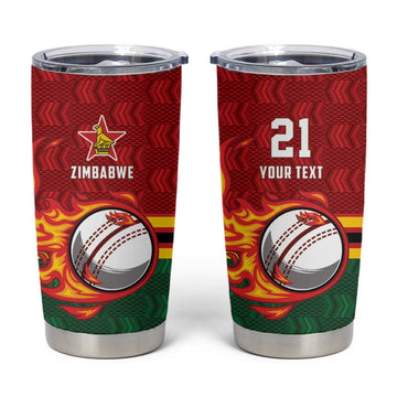 Custom Africa Cricket Zimbabwe Tumbler Cup The Chevrons Cricket Ball Fire LT9