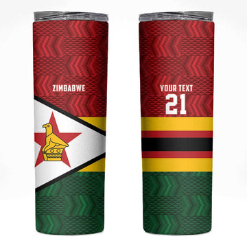 Custom Africa Cricket Zimbabwe Skinny Tumbler Zimbabwean Pattern Flag Motif LT9