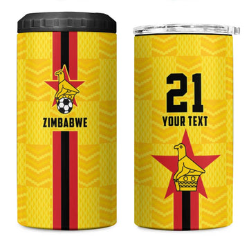 Custom Africa Football Zimbabwe 4 in 1 Can Cooler Tumbler The Warriors with Zimbabwe Bird LT9