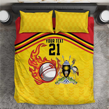 Custom Africa Cricket Uganda Bedding Set Cranes Cricket Ball Fire LT9