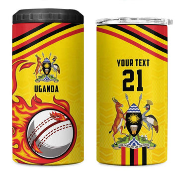 Custom Africa Cricket Uganda 4 in 1 Can Cooler Tumbler Cranes Cricket Ball Fire LT9