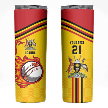 Custom Africa Cricket Uganda Skinny Tumbler Cranes Cricket Ball Fire LT9