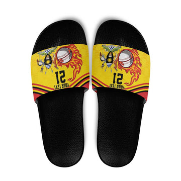 Uganda Cricket Custom Slide Sandals Cranes Cricket Ball Fire LT9