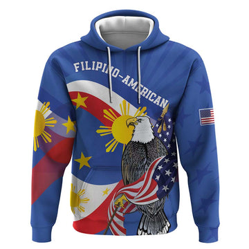Personalized Filipino-American Hoodie Philippines Coat Of Arms with Bald Eagle LT9