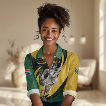 Springbok South Africa Cricket Custom Women Casual Shirt Unique Pattern LT9
