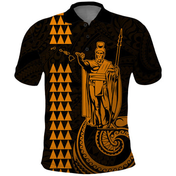 Custom Hawaii Polo Shirt King Kamehameha - Gold LT9