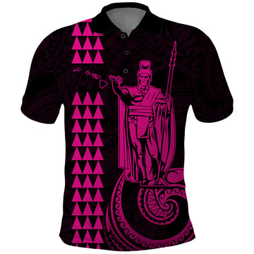 Custom Hawaii Polo Shirt King Kamehameha - Pink LT9