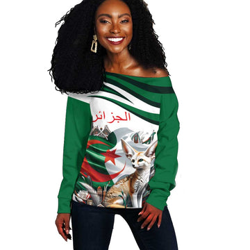 Algeria Fennec Fox Personalized Off Shoulder Sweater with Algerian Culture and Nature LT9