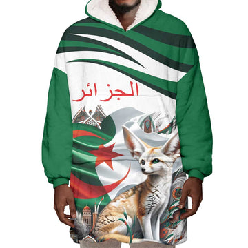 Algeria Fennec Fox Personalized Wearable Blanket Hoodie with Algerian Culture and Nature LT9