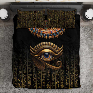 Egypt Eyes Of Horus Bedding Set with Egyptian Hieroglyphs LT9