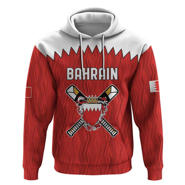 Custom Bahrain Cricket Hoodie Coat of arms of Bahrain with Sporty Pattern LT9