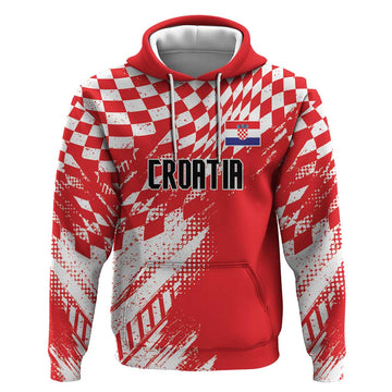 Croatia Rugby Custom Hoodie Chessboard with Sporty Pattern LT9