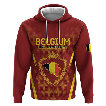 Custom Belgium Football Hoodie Royal Belgian 1895 with Map Style LT9