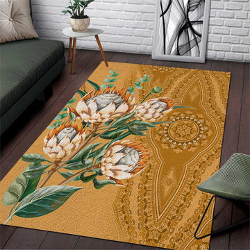 Afro King Proteas Dashiki Motif Area Rug Gold Style LT9