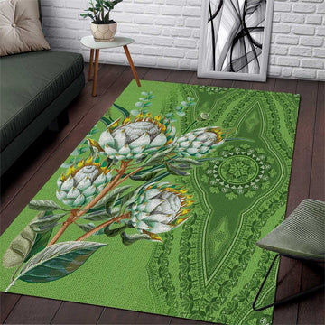 Afro King Proteas Dashiki Motif Area Rug Green Style LT9