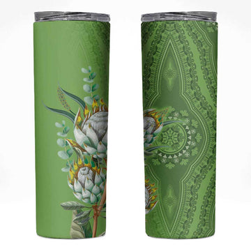 Afro King Proteas Dashiki Motif Skinny Tumbler Green Style LT9
