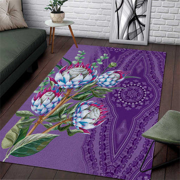Afro King Proteas Dashiki Motif Area Rug Violet Style LT9