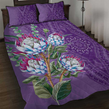 Afro King Proteas Dashiki Motif Quilt Bed Set Violet Style LT9