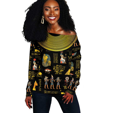 Ancient Egypt and Hieroglyphs Off Shoulder Sweater LT9
