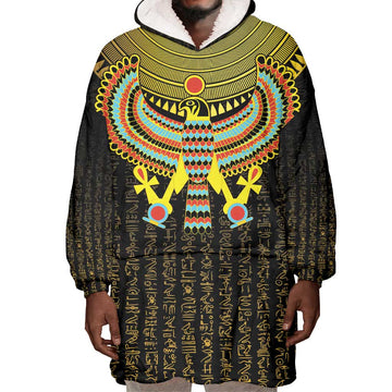 Ancient Egyptian Wearable Blanket Hoodie Symbol of Horus The Falcon God LT9