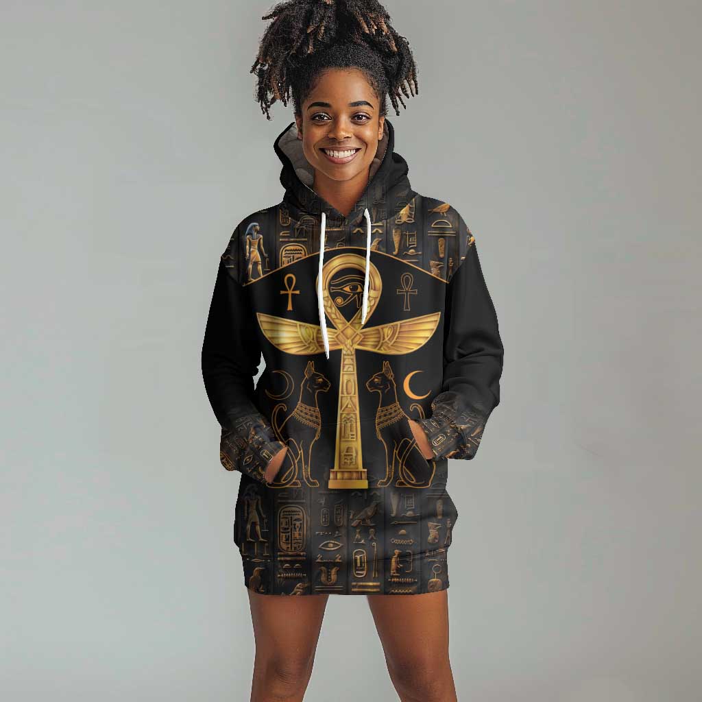 Ankh with Eye of Horus Hoodie Dress Ancient Egypt Culture LT9