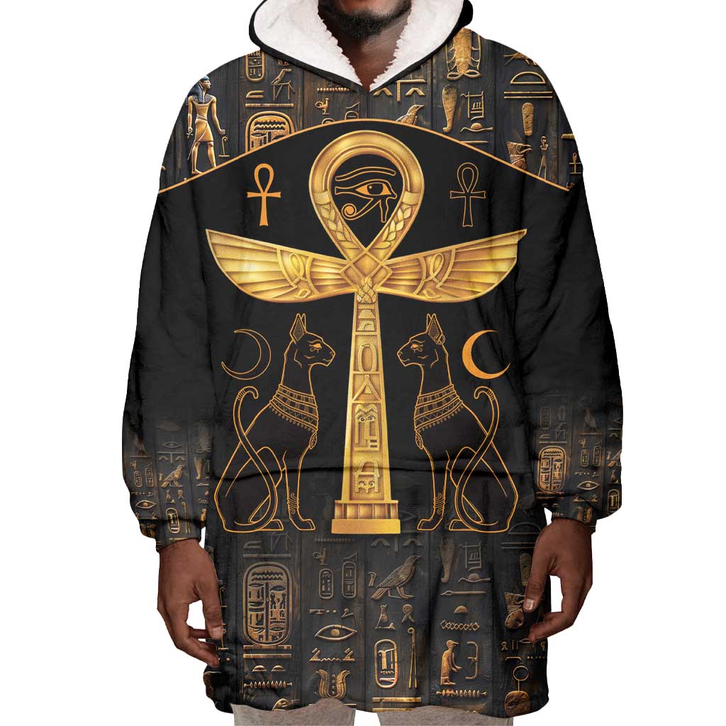 Ankh with Eye of Horus Wearable Blanket Hoodie Ancient Egypt Culture LT9