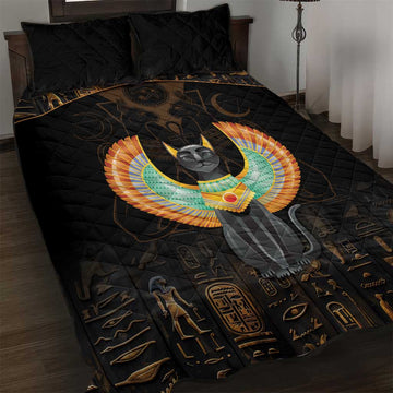 Winged Egypt Cats Quilt Bed Set Ancient Egypt Culture LT9
