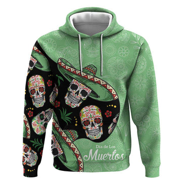 Mexican Sugar Skull Personalized Hoodie Dia de Los Muertos Vibe LT9