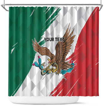 Eagle Devouring Snake Mexican Emblem Personalized Shower Curtain Grunge Flag Style LT9