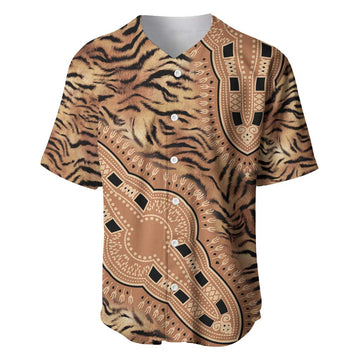 Afro Tiger Mix Dashiki Tribal Pattern Baseball Jersey LT9