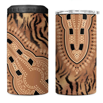 Afro Tiger Mix Dashiki Tribal Pattern 4 in 1 Can Cooler Tumbler LT9