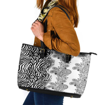 Africa Zebra Mix Paisley Tribal Pattern Leather Tote Bag LT9