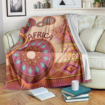 Afro Tribal Traditional Pattern Blanket Beige Motif LT9