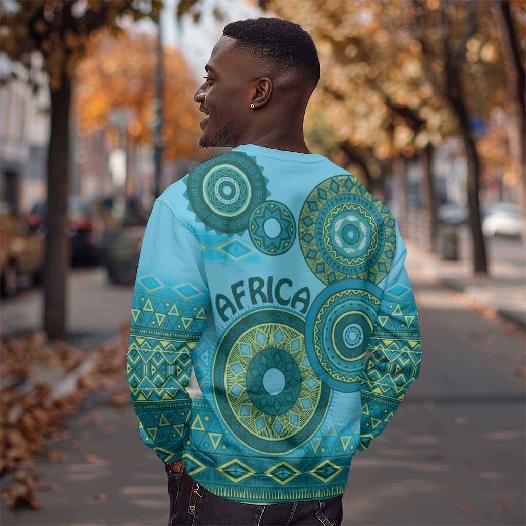 Afro Tribal Traditional Pattern Sweatshirt Blue Motif LT9