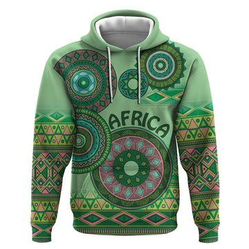 Africa Tribal Traditional Pattern Hoodie Green Motif LT9