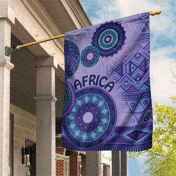 Afro Tribal Traditional Pattern Garden Flag Purple Motif LT9