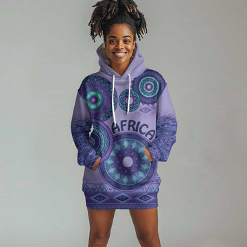 Afro Tribal Traditional Pattern Hoodie Dress Purple Motif LT9
