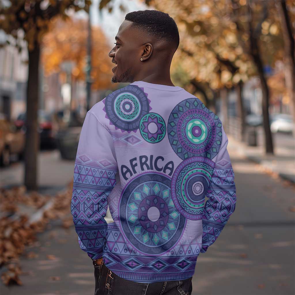 Afro Tribal Traditional Pattern Sweatshirt Purple Motif LT9