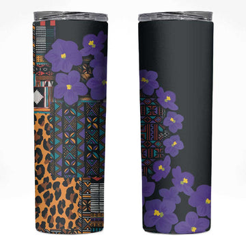Afro Violets Flowers Skinny Tumbler Mix Native Tribal Pattern LT9