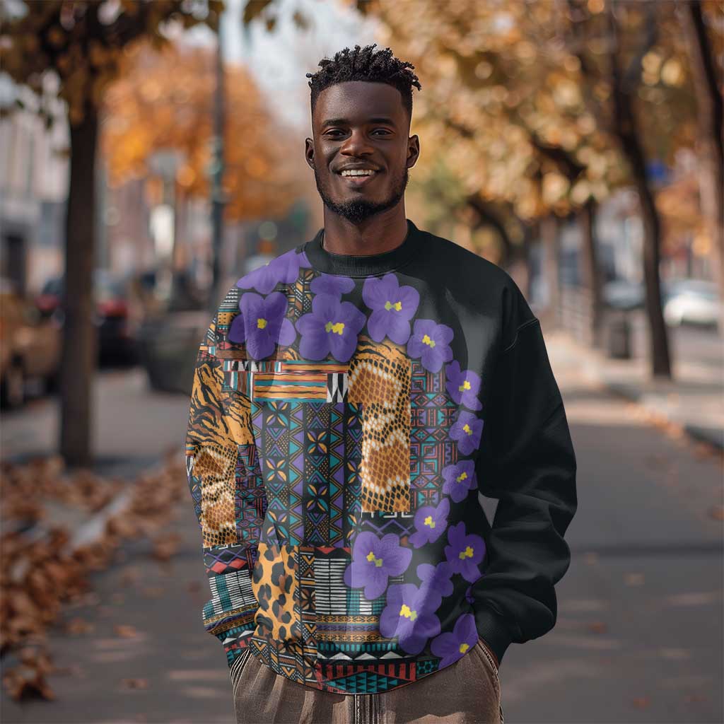 Afro Violets Flowers Sweatshirt Mix Native Tribal Pattern LT9
