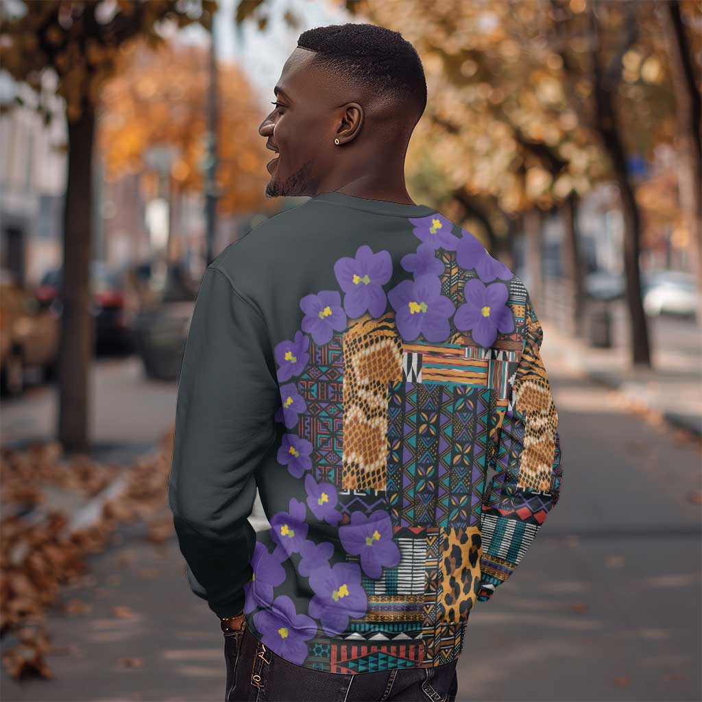 Afro Violets Flowers Sweatshirt Mix Native Tribal Pattern LT9