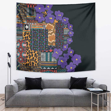 Afro Violets Flowers Tapestry Mix Native Tribal Pattern LT9